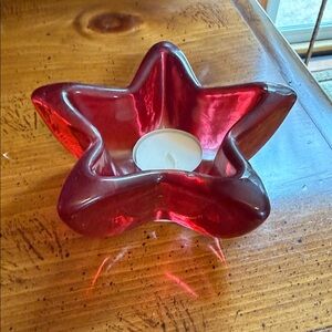 Mikasa Red Star-Shaped Glass Candle Holder